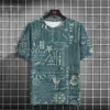 Men's T-Shirts Nautical Print T-shirt For Men Compass Pattern Short Slve Tops Summer New Casual Mens Clothing Fashion Daily Strtwear Ts Y240315