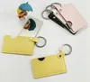 10pcs Bag Parts Cute PU Small Mirror With Key Ring Carry-on Mix Color