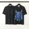 Flash Printed Short Sleeved Tshirts for Men Summer Streetwear Cotton Tee Shirts Black