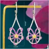 Dangle Chandelier Boucles d'oreilles Godki Rose Fleur Boucle d'oreille pour femmes Party Fl Micro Cz Pave Bijoux de mariée Boucle Doreille Femme Drop Delive Otbko