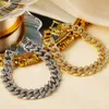 Gold Plated Luxury Bracelets Zircon Diamond Cuban Link Chain Bracelet Simple Bracelet for Men Women