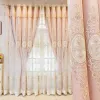 Cortinas Cortinas opacas de doble capa bordadas con flores en relieve de lujo, cortinas opacas de tul transparente con perlas florales en 3D, cortinas personalizadas para sala de estar y dormitorio