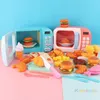 Crianças brinquedos de cozinha simulação forno microondas educacional mini comida fingir jogar corte papel jogando meninas 240301