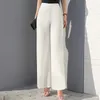 Women's Pants Elegant High-Waisted Trousers Women Straight Casual Solid Color High Elastic Waist Wide Leg Female Office Wear