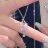 Pingente colares moda link corrente borla zircon estrela lua charme colar para mulheres meninas festa de casamento jóias presente dz003