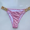 Sexy veludo rosa maiô feminino luxo strass diamante micro bikini push up tanga banho praia brasileira 240308