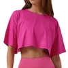 Lu Align Lemon Friendly NCLAGEN Yoga Crop ECO Top Женские экологически чистые спортивные рубашки Свободные перерабатываемые хлопковые футболки для бега в тренажерном зале Короткая спортивная футболка