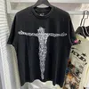 Hellstar Mens T Shirt غسلت حميدة خمر قصيرة الأكمام T Shirt الصيف غير الرسمي نصف الأكمام 21