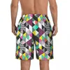 Мужские шорты в стиле пэчворк с геометрическим рисунком, летняя спортивная одежда с треугольниками, пляжные мужские быстросохнущие плавки в винтажном дизайне, большие размеры