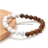 Perlé 8Mm pierre naturelle brins faits à la main en bois bracelets à breloques pour hommes femmes élastique Yoga mode bijoux livraison directe Dheno