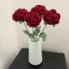 Dekorativa blommor 1 st elegans simulering blomma heminredning stickad ros virkning singel bukett bröllop valentins dag konstgjorda