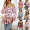 Magliette da donna T-shirt moda autunnale Boho Abbigliamento bohémien Top femminili