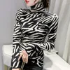 Women's T Shirts 2024 Clothing Winter Thin Warm Slim Casual Interior Lapping Undercoat Printing Geometric Turtleneck Pullovers T-Shirts