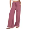 Pantaloni da donna Summer Beach Boho Resort Wear Gamba larga per le donne Pantaloni elastici con coulisse in vita Pantaloni casual larghi Drappo sottile Cool 2024