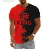 T-shirts pour hommes Summer Color Block King Crown Imprimer Hommes T-shirts Mode O-Cou Court Slve Vêtements Lâches Vêtements T-shirt surdimensionné pour hommes Y240315
