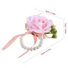 Dekorativa blommor handledsblomma falska armband bröllop armband rustik dekor delikat pärla brudgum
