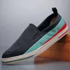 Casual Shoes 20097 Round Toe Mens Canvas Style Breathable Basic Slip-on Male Sneakers Pedaling Lazy Summer Loafers For