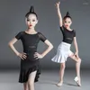 Abbigliamento da palco Abiti da ballo latino per bambini Abito da allenamento per esame di pratica diviso per ragazze