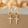 Boucles d'oreilles cerceau FEEHOW mode croix pendentif Cartilage balancent pour les femmes Punk Hiphop zircone boucle d'oreille soirée bijoux de fête