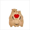 Free Engraving Bear Family Wooden Puzzle Personalized Custom Name for Birthday Gift Sculpture Home Desk Decor 240314