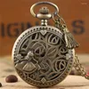 Pocket Watches Antique Watch Hollow-Out Little Girl Design Princess Pattern Quartz Movement Clock For Women Lady With Sweater Chain