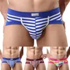 Underpants B 2024 Fashion Men Cotton Briefs Colorful Khaki Blue Striped Shorts Low Waist Panties Knickers L-3XL