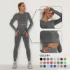 Lu Align Lemon Finger WISRUNING avec haut de sport à manches longues et découpes pour femmes, chemises de yoga sans couture, collants push-up, vêtements de sport Outfi