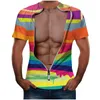 20243D imprimé hommes à manches courtes T-shirt parodie fausse chemise 3D numérique imprimé amusant hommes T-shirt