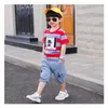 Giyim Setleri Yaz Bebek Erkek Giysileri Takım Stripe Pamuk T-Shirt Kot pantolon 2 adet Set Bebek Doğum 3 4 5 6 7 8 9 10 11 12 YRS