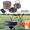 Camping Cookware Kit Outdoor Aluminum Cooking Set Water Kettle Pan Pot Travelling Hiking Picnic BBQ Tableware Equipment 240306