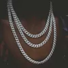 Hip Hop mode gros bijoux chaîne de luxe pas cher prix plein de Zircon rose 10mm Moissanite chaîne à maillons cubains pour hommes