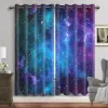 Rideaux Violet Galaxie Rideaux de Fenêtre Espace Planète Oeillet Rideau Occultant Univers Étoiles Rideaux pour Chambre Forêt Étoilée Cortinas 2 pièces