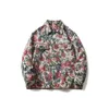 Herenjassen Hip Hop Baggy Jas Abstract Bloem En Gras Borduren Splicing Single Breasted Jas Paar Mode Streetwear Herfst