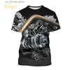 Herr t-shirts 3D-tryck Mens T-skjorta toppar punk ts sommar överdimensionerade casual kort slve pullover tung metall vind strtwear harajuku kläder y240315