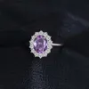 Cluster Rings JewelryPalace 1.7ct Diana Natural Amethyst 925 Sterling Silver Halo Ring for Woman Wedding Engagement Fine Jewelry Fashion Gift L240315