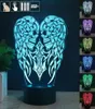 New Remote Control Angel Wings Skull Cross 3D LED Night Light Touch 7 Color Change Table Lamp Acrylic Night Light Home Decoration7076511