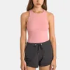 LU ALIGN LEMIN NECK CURMED 2IN1 High Yoga Sport Crop Top Women Sexy Back Cutout Wybout Gym Vest Stest Tops with Bruy in Bra XS-XL S