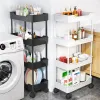 Cestini Carrello Organizzatore Scaffale di stoccaggio a spazio stretto Carrello di stoccaggio con scivolo mobile con ruote Cucina Bagno Ripiani Organizzatore Scaffale mobile