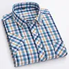 100% Pure Cotton Man Shirt Spring Summer Short Sleeve Plaid Cool Checkered Shirts Men Business Casual with Pocket Leisure 240304