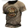 Homens camisetas Vintage Mens T-shirt Us Route 66 Impresso Camisas Curtas Masculino Oversized Hip-Hop Estilo Pulôver Ts Verão Homens Roupas Y240315