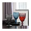 Wine Glasses Vintage Glass Goblets Embossed Stemmed Assorted Colored Drinking For Water Juice Beverage 064521 Drop Delivery Home Gar Dhw1Q