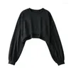 Dameshoodies Q1FA Crop Top Hoodie Sweatshirt met lange mouwen Casual trui voor herfst/winter