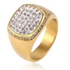 Hip Hop US 8 to 13 size Ring All Iced Out High Quality Micro Pave CZ Rings Women & Men Gold Ring For Love Gift320F