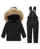30 degrees Winter Duck Down Jackets Kids Snowsuits Girl Parka Coat Boy Real Fur Outerwear Children Warm Overalls Baby Jumpsuit H09005417