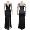 Casual Dresses Wishyear Elegant Long High Slit Off Shoulder Backless Evening Birthday For Women Tassel Rhinestone Maxi Bodycon Vestidos