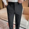 Erkek Suit 2024 Kış İşlemeli Takım Pantolon Erkek İş İş Gündelik Ofis Sosyal Elbise Düz Renk Düğün Damat Pantolon Giysileri