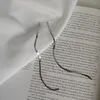 Orecchini pendenti da donna Classica catena a serpente piatta Infila gioielli in argento sterling massiccio 925 Nappa formale lunga Regalo da damigella d'onore