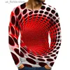 Herren-T-Shirts, grafische optische Täuschung, 3D-Druck, langes Slve-T-Shirt, Männer und Frauen, Kleidung, O-Ausschnitt, lässig, bequem, Top, Strtwear, lockeres T-Shirt Y240321