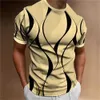 Heren T-shirts 2023 Nieuwe Heren T-shirt 3D Gestreepte Print Sweatshirt Tops Zomer O Hals Casual Korte Slve Mannelijke Slim fit Kleding Goedkope Kleding Y240315