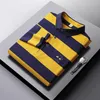 Marke Business Langarm Polo Shirts Männer Kleidung 2023 Gestreiften Tops Revers Luxus Kleidung Mode Bestickt Herren Golf Tragen 240314